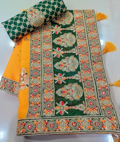 Image of Women's Designer Bollywood Soft Georgette Heavy Embroidery Sequins Work Sarees For Wedding With Blouse Piece