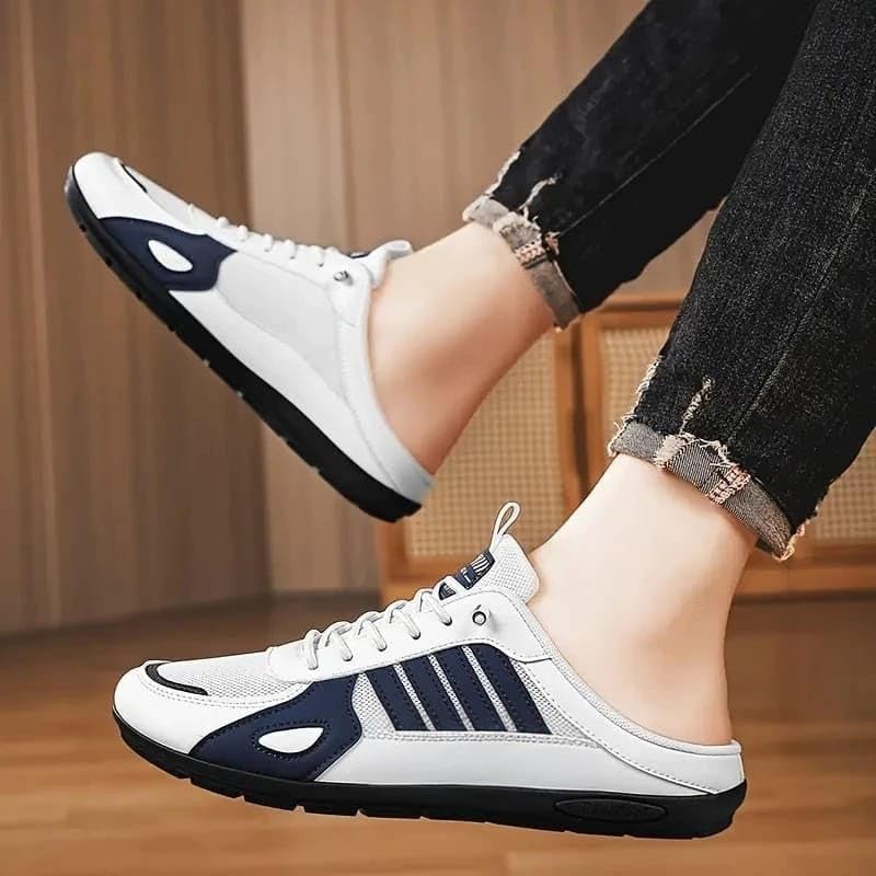 Image of BLUE POP Men's Half Shoe Sneaker Mules, Lace-Up Backless Loafers
