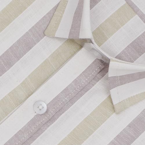 Image of GHPC Cotton Linen Striped Half Sleeves Regular Fit Formal Shirt for Men