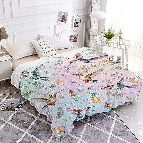 Plaid polaire colibri doux couverture lit sofa décoration fille