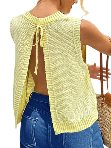 MakeMeChic Women's Sweater Vest Knit Backless...