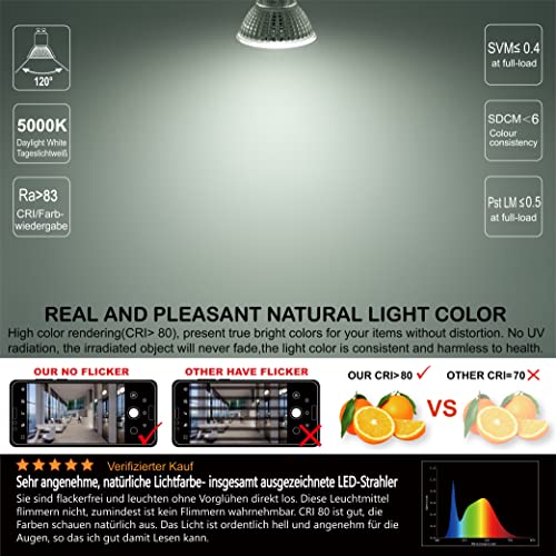EACLL GU10 LED Bulbs Dimmable 6W Daylight White 5000K Light Replace 75W PAR16 Halogen. 700LM Energy Saving - Image 2