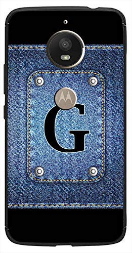 Image of Amazon Brand - Solimo Designer Button Jeans Alphabet-G Printed Soft & Flexible Hybrid Back Case Mobile Cover for Motorola Moto E4 Plus