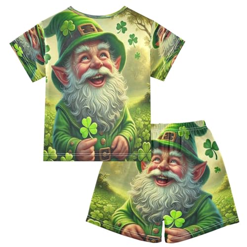 Gnome St Patrick Clover Pajama Set Short Sleeve Summer Pajamas Shorts Sets PJ Clothes Set Soft 5Y2