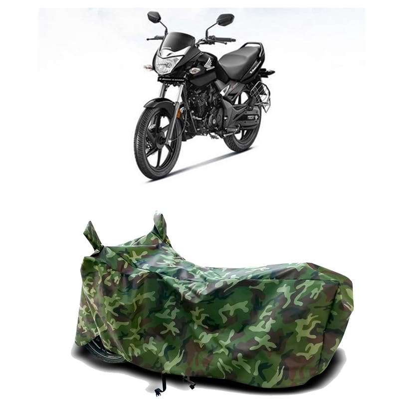 Image of DUFFEL-100% Heat Protection Two Wheeler Bike /Scooty Body Cover for Honda Unicorn BS6 Water Resistance /UV-Rays /Birds Dropping /Scratchproof /Dust Proof /Waterproof[Green Jungle Print]