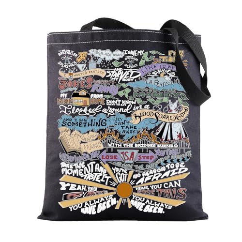 BWWKTOP Song Lyrics Canvas Tote Bag Singer Fans Gift Song Lyrics Inspired Shoulder Bag Singer Merchandise (Fireplace BL)