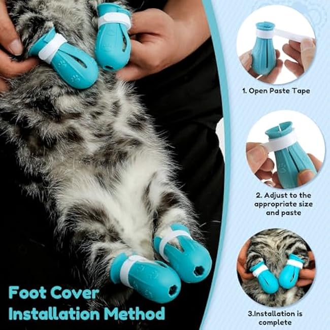 Cat Muzzle Breathable for Grooming, Transparent Anti-Bite Muzzle for Bathing Nail Trimming, Astronaut Helmet with 4 Silicone Paw Protectors (Large)-VsCXsin1