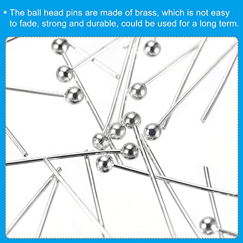 Patikil 200Pcs Silver Plated Ball Head Pins Jewelry Making 24 Gauge 16Mm Wire Head Pins Brass Round Ball Head Pins Metal End Head Pins For Diy Craft Necklaces Bracelets Earrings #TOP4