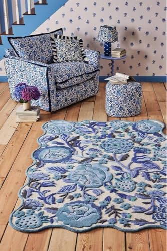 Image of Handmade Tufted Irregular Shape Wool Area Rug Botanical Design, Thick & Soft Carpet for Living Room, Bedroom Hall Room Color Multi Size 6X8 feet (180x240cm)