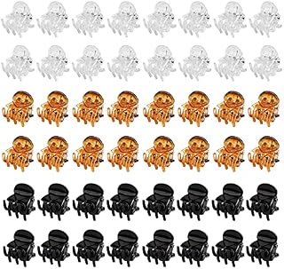 kuou 48 Pcs Small Mini Hair Clips for Woman Kids, Plastic Mini Hair Claw Clip Pins Clamps Mini Hair Jaw Clips Hair for Girls Kids Women with a Storage Box(BlackBrownTransparent)
