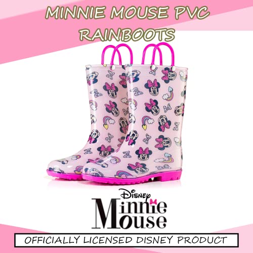 Disney Minnie Mouse Girls' Waterproof PVC Rain Boots with Easy-On Handles – Toddler & Little Kid Sizes2