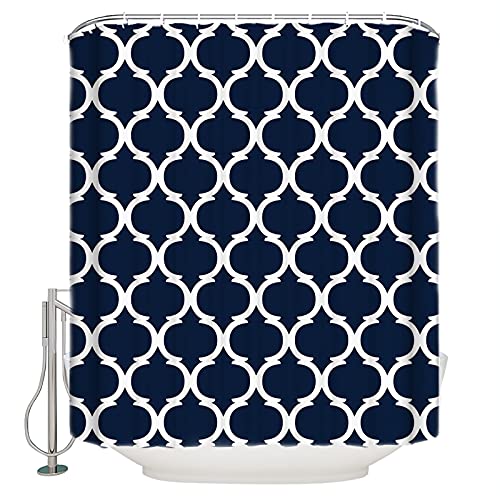 Teamery Shower Curtain, Moroccan Navy Blue Shower Curtain, Bathroom Decor Shower Curtain Liner, Shower Curtains for Bathroom, 60x72in Shower Curtain for Shower Stall & Clawfoot Tub