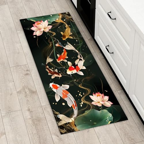 Alfombra de cocina con carpas koi para decorar un pasillo elegante 2