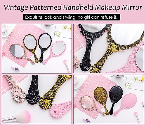 Espejo de maquillaje ovalado de mano estilo vintage AKOAK miniatura 6