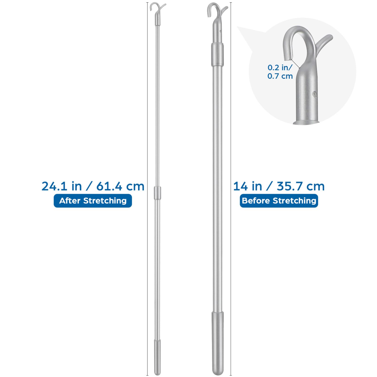 Hemoton Blind Wand, Vertical Blinds Replacement Parts Blinds Stick Replacement, Long Window Blind Stick Tilt Rod with Hook and Handle for Windows Curtain (Inch)