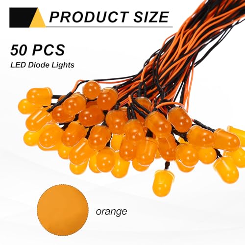 Diode LED 10mm orange 12V pré-câblée sourcing map de haute luminosité x50 - 2
