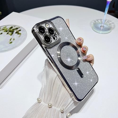 Étui de charge luxe paillettes pour iPhone 13 avec finition galvanisée élégante
