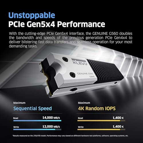 Image of KLEVV Genuine G560 1TB M.2 2280 NVMe PCIe Gen5x4 Internal SSD Heatsink Included, up to 13000MB /s with DRAM Cash (K01TBM2SP0-G56)
