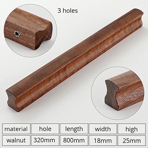 Poignées de meuble longues en bois de noyer boutons de commode 800mm - 3