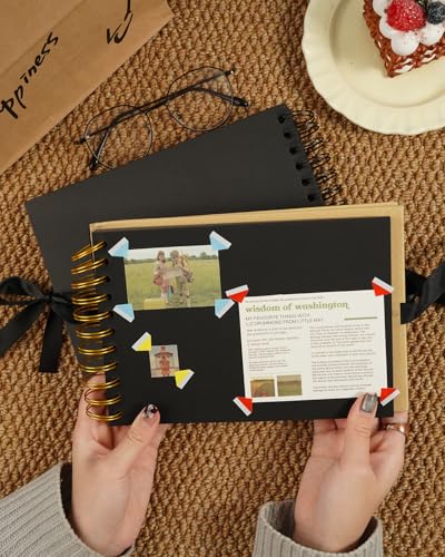 Álbum de Scrapbooking de 30 páginas, 5,83 × 8,27 pulgadas, papel kraft, tapa dura con encuadernación en espiral y cierre con cinta, ideal para scrapbooking DIY, libros de recuerdos y proyectos artísticos (marrón) miniatura 6