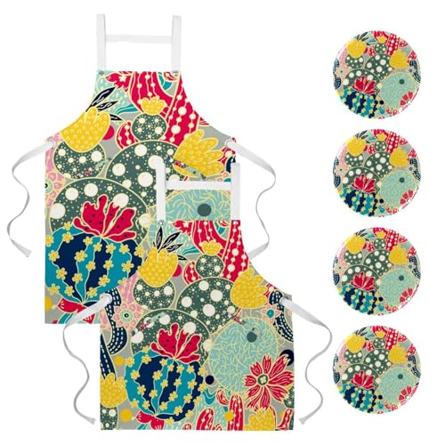 Tablier de cuisine motif Overlord Tree Cactus multicolore ajustable 4 broches