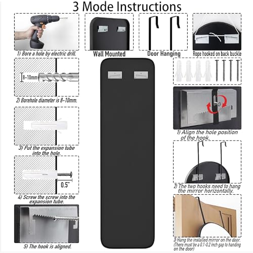 47x14 Mirror Rectangle Full Body Length Door Hanging Wall Mounted Metal Aluminum Alloy Frame Dressing Make-up Mirrors for Entryway Bedroom Bathroom Living Room 47 14 inch Black - Image 6