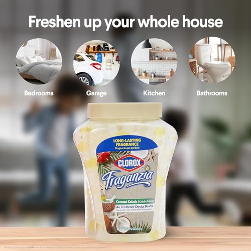 Image of Clorox Fraganzia Crystal Beads Air Freshener, Coconut Colada, 12 Fl Oz (Pack of 12)