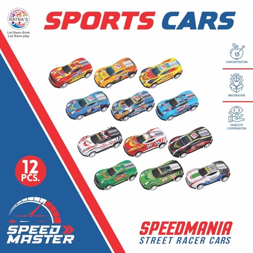 Image of RATNA'S Speed Master Sports Car for Kids 12 Pcs Set Pull Back Vehicles Racing Car for Kids for 2 Years+