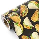 WRAPAHOLIC Taco Wrapping Paper - Mini Roll - 17 Inch x 16.5 Feet - Traditional Tacos Food Wrapping Paper, Perfect for Birthday, Mexican Themed Party, Taco Tuesday