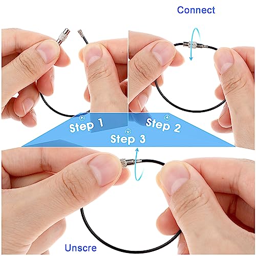 Cobee Draht Schlüsselanhänger, 25 Stück Edelstahl Drahtkabel Schlüsselring groß Nylon beschichteter Kabel Heavy Duty Gepäckanhänger Schleifen Schildhalter 2mm Twist Barrel 15cm/5.9 lang,Schwarz