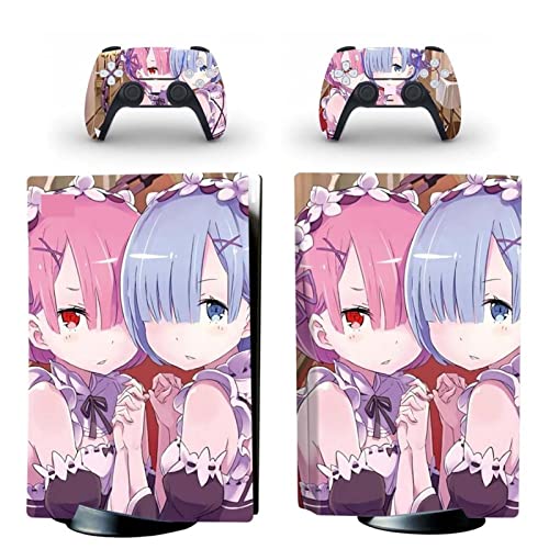 �ی� For PS5 Skin Disc Edition Anime Console and Controller Vinyl Cover Skins Wraps for PS5 Disc Version(2348) �C�A�Ȃ��A�c�����Ȃ�(2)