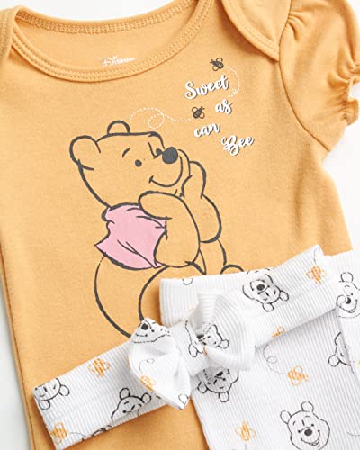 Disney Baby Newborn Girls' Layette Set - Bodysuit, Pants, Booties, Hat: Minnie Mouse, Winnie The Pooh, Bambi (0-9M), Size 6-9 Months, Yellow Pooh #TOP1