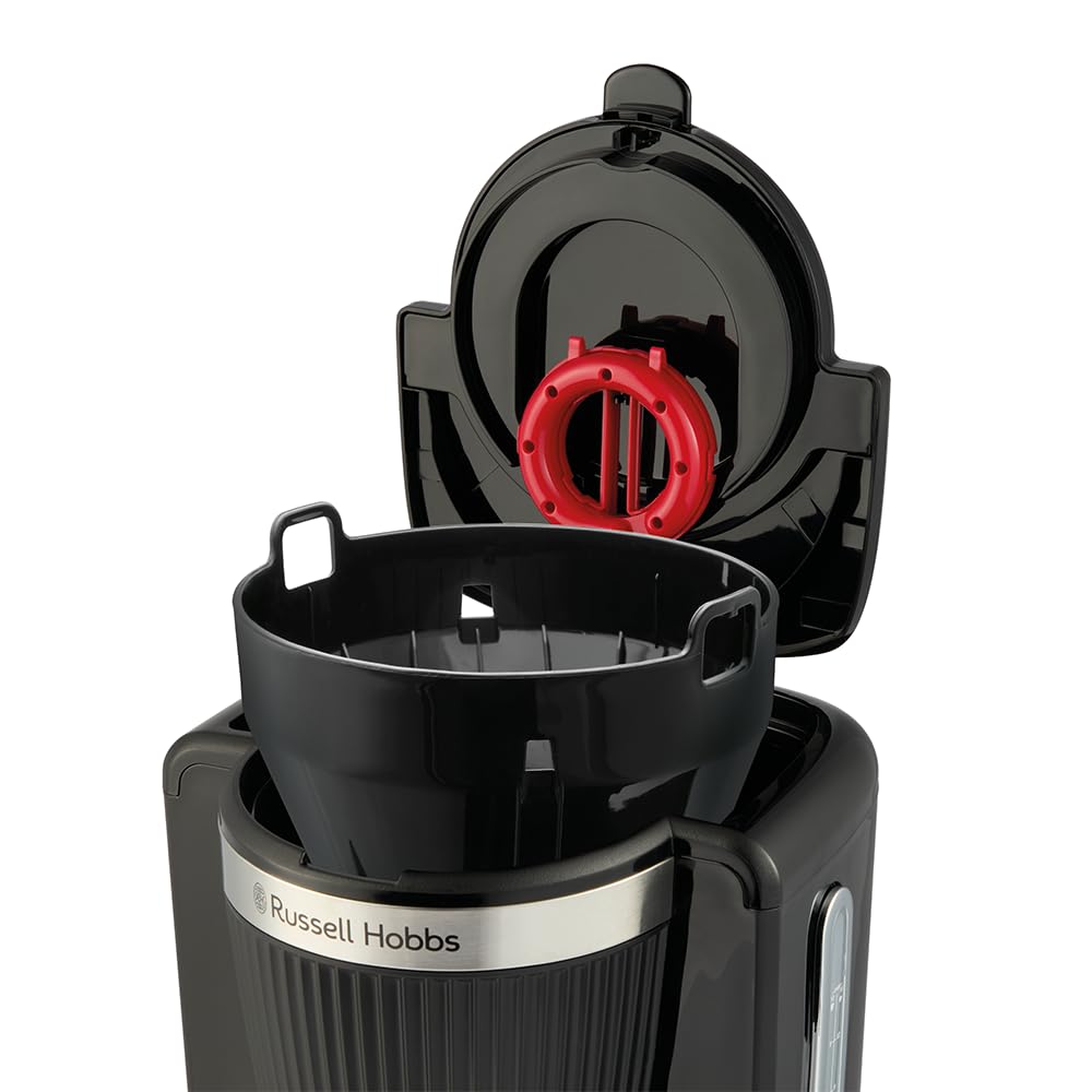 Russell Hobbs Amerykański ekspres do kawy, z filtrem [1,25 l, 1100 W] Brontë czarny (technologia WhirlTech, odporna na kapanie, utrzymywanie ciepła, szklany dzbanek, funkcja pauzy i serwowania