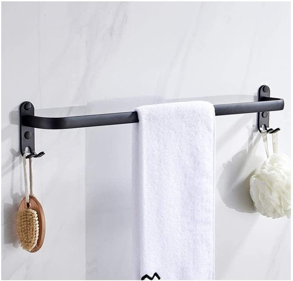 Porte-serviette simple en aluminium avec crochets intégrés - 7