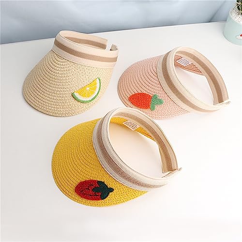 Kids Straw Sun Visor Hats Summer Outdoor Travel Beach Hat Wide Brim Breathable Athletic Caps for Running Jogging2