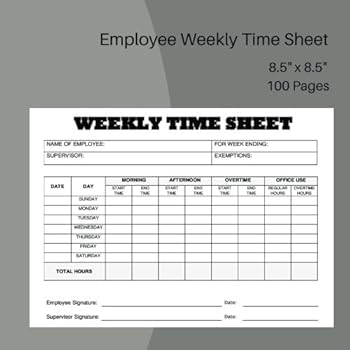 Paperback Employee Weekly Time Sheet: Employee weekly time sheet size “8.5 x 8.5” 100 sheets Book