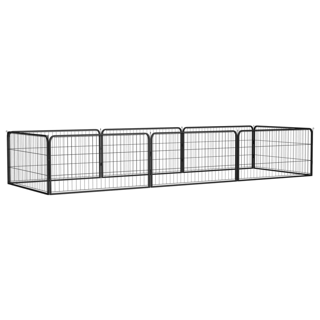 CHARMMA Dog Playpen Black Powder-Coated Steel 39.4x19.7 in Panels,Dog Kennels & Runs-3115967