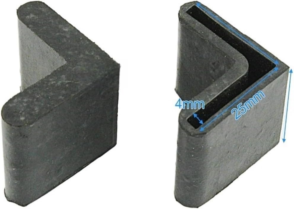FENG GUO 24 Pieces 25 x 25mm L Shape Furniture Feet Rubber Cover Angle Feet Pad Black
