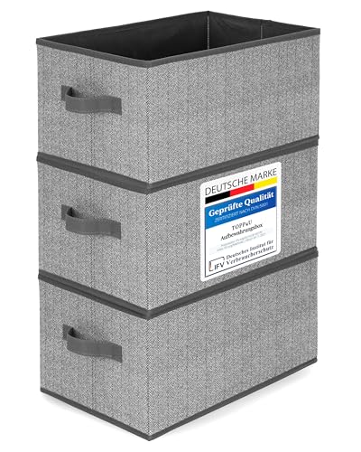 TOPP4u Aufbewahrungs-Boxen Stoff 30x21x18 cm, 3er Set, Boxen Aufbewahrung, faltbare Aufbewahrungsbox, Schubladen Organizer Box, Kisten für Kleiderschrank,...