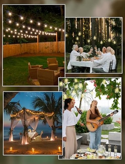 Outdoor String Lights 50FT Patio Lights with 25 Shatterproof, String Lights Outdoor Waterproof with ST35 LED Vintage Edison Bulbs, Hanging Light for Outside Backyard Garden
