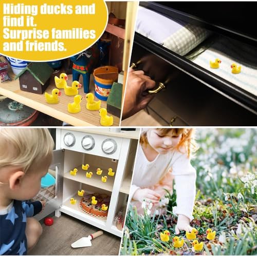 DIYDEC 120 Stück Mini Enten Harz, Gelb Mini Duck Figuren Miniatur kleine Enten für Dekoration von Miniatur-Landschaftsgärten, Bonsai, Fischbecken und Aquarien verwendet