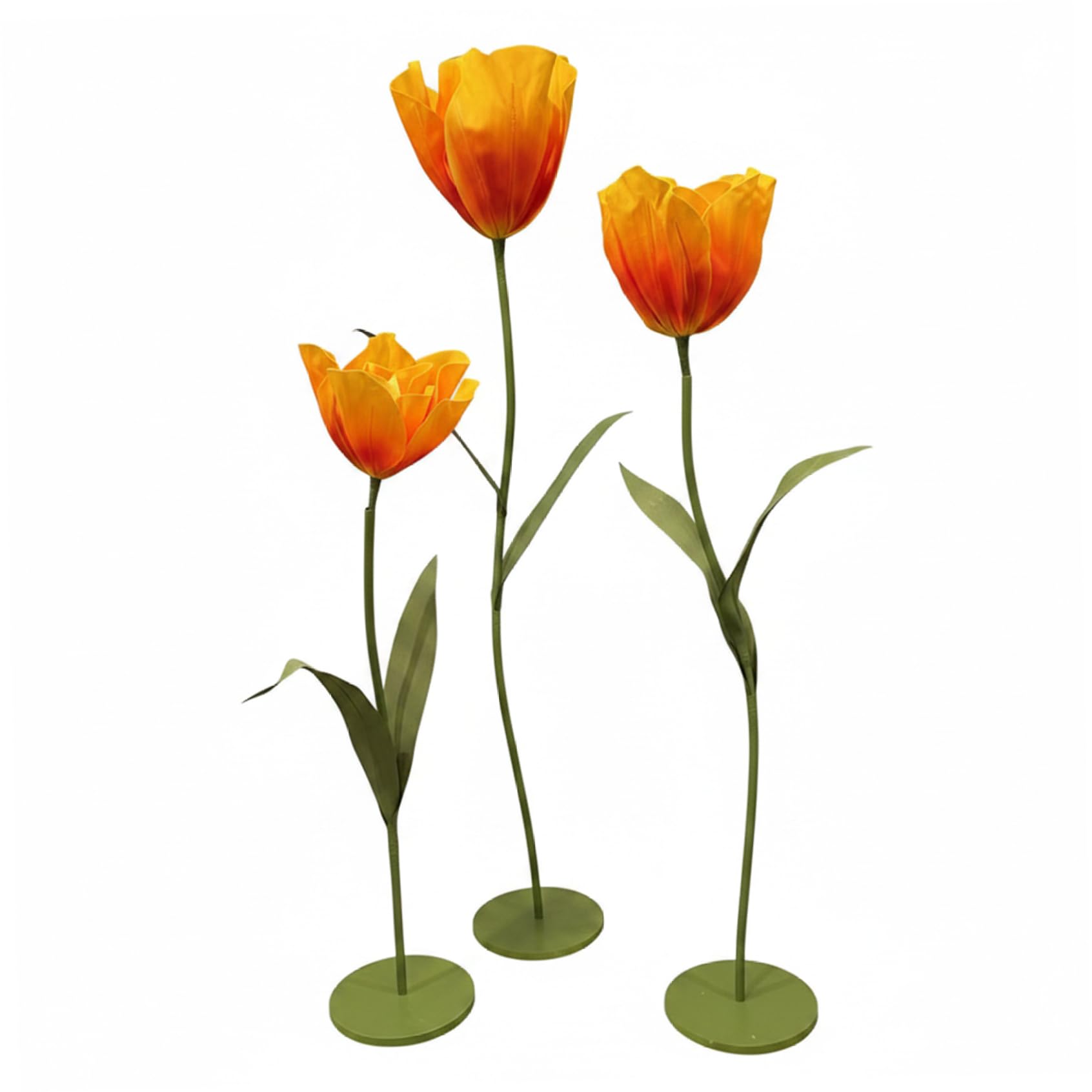 Große Blumen für Dekorationen, Riesige künstliche Blumen, 3 teiliges stehendes Blumenarrangement mit Sockel für Hochzeiten, Schaufensterdekorationen, Fotoshootings, Gelb orange Riesenblumen, Groß