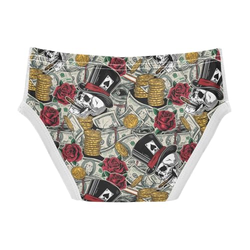 visesunny Boys Cotton Underwear Rose Dollar Skull Printed Toddler Soft Training Briefs Size 2T-8Y for Kids2