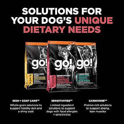Go! Solutions Sensitivities Limited Ingredient Salmon Grain-Free Dry Dog Food, Chicken-Free Kibble Made by Experts for Sensitive Stomachs & Food Allergies, for Puppies, Adults, Seniors, 12 lb Bag