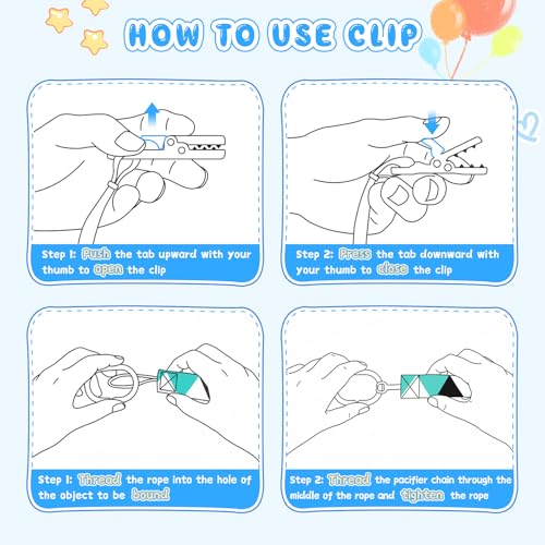 Image of Pacifier Clips for Boys,6 Pack Stylish Binky Clips Strap,Paci Holder with Clip Lightweight Universal Fits Most Pacifiers Teether Toy Teething Ring Soothie,Baby Shower Gifts(Green & Blue)