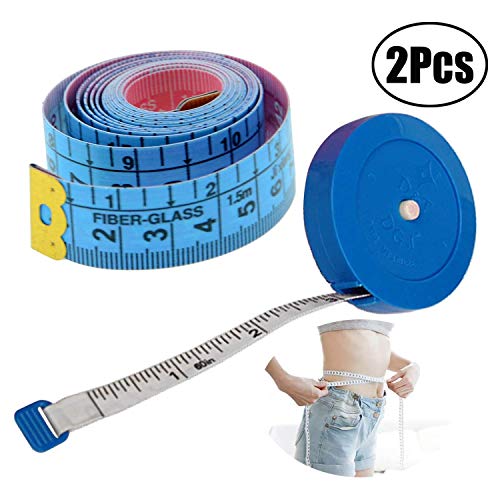 LuLyL 2-teiliges Maßband, Maßmesser, 1,5 Meter / 60 Zoll, Maßband für weiche Schneider, einziehbar, Zum Messen von Brustumfang, Kleidungslänge und Babygröße (zufällige Farbe)