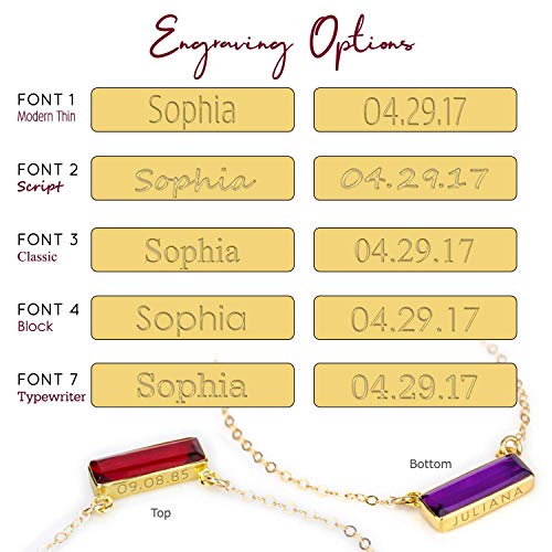 Adira Series Horizontal Gemstone Bar Necklace, Personalized With Name Or Birthdate, Custom Birthstone Necklace (Peridot) #TOP5