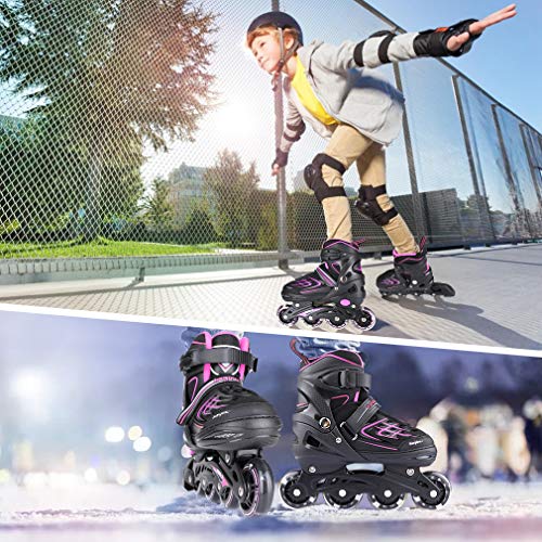 Image of Adjustable Inline Skates, Outdoor Blades Roller Skates with Full Illuminating Wheels for Kids and Adults, Women, Girls and Boys