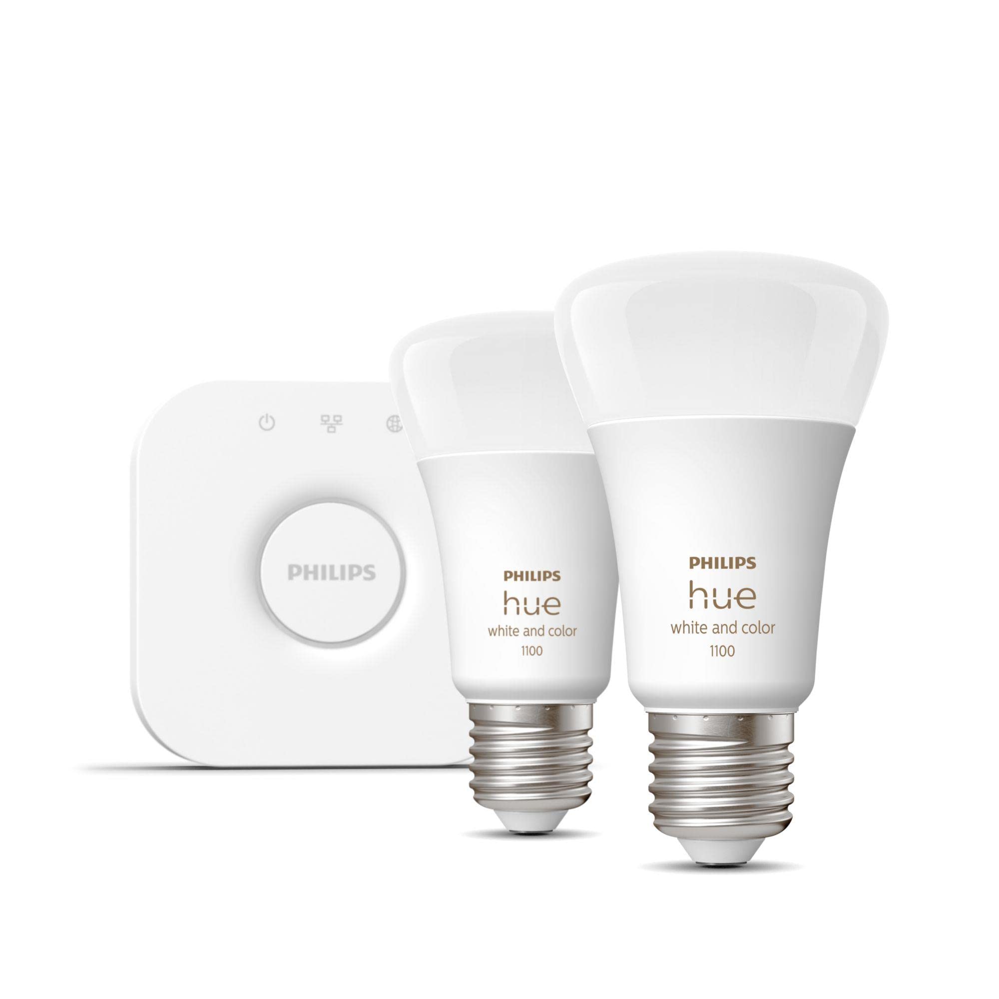 Philips Hue White/Colour Wireless Lighting LED Kit with 2 E27 Bulbs & Bridge A - Image 4