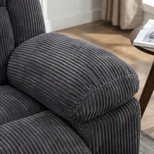 Image of Oversized Corduroy Recliner Chair, Manual Lazy Boy Recliner with Home Theater Seating, Breathable Living Room Reclining Chair for Adults Reading, Gaming, Relax, Dark Gray